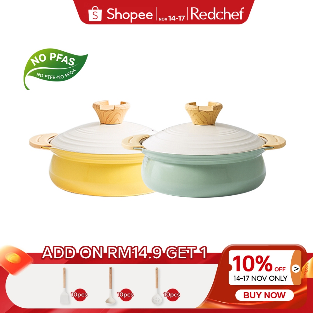 Redchef Nonstick Ceramic Rock Table Soup Pot Non Toxic, PFAS& PTFE& PFOA Free Casserole 20/24cm Suitable for All Stoves