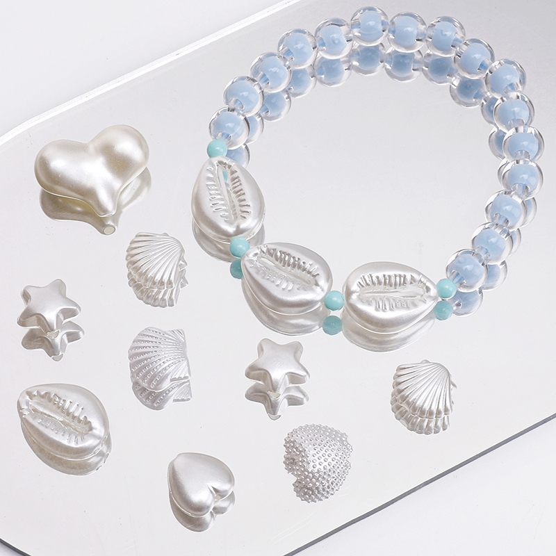 Shell Scallop Beads Bracelet Beaded Heart Five-pointed Star Beads ABS Plastic Pearl DIY Jewelry Necklace Accessories