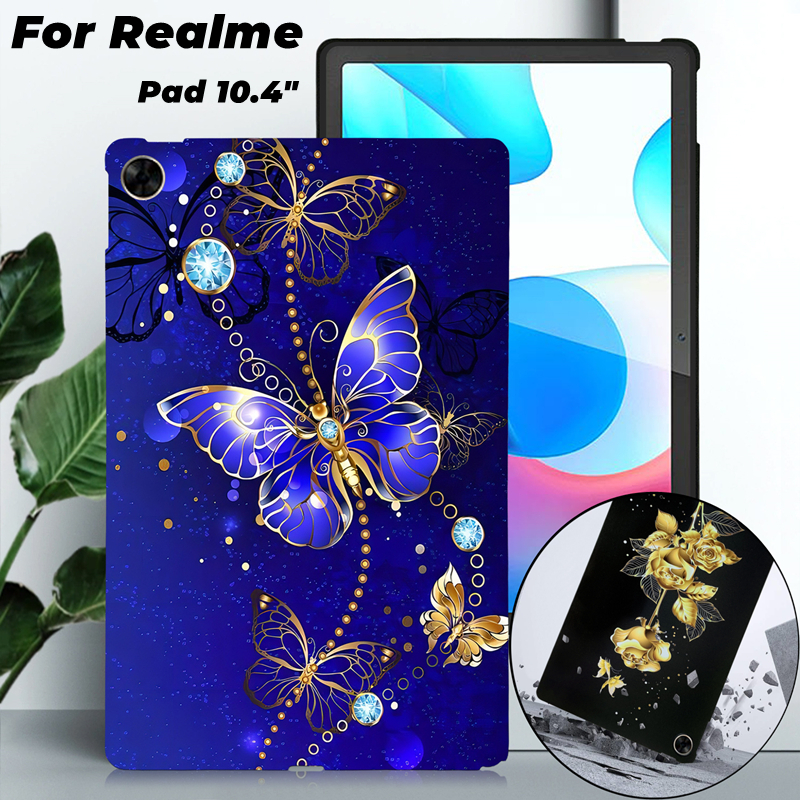 Realme Pad 10.4-Inch Case RMP2102 RMP2103 Tablet Casing Fashion Art Painting Pattern Frosted TPU Silicone Soft Shell Shockproof Protective Cover
