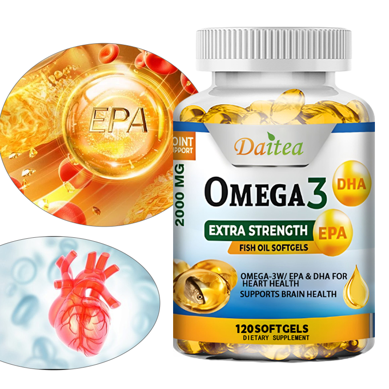 Daitea Omega 3 Fish Oil Capsules Support Brain & Nervous System Health, Improve memory，Cardiovascular & Skin Health, Antioxidant & Anti-Inflammation