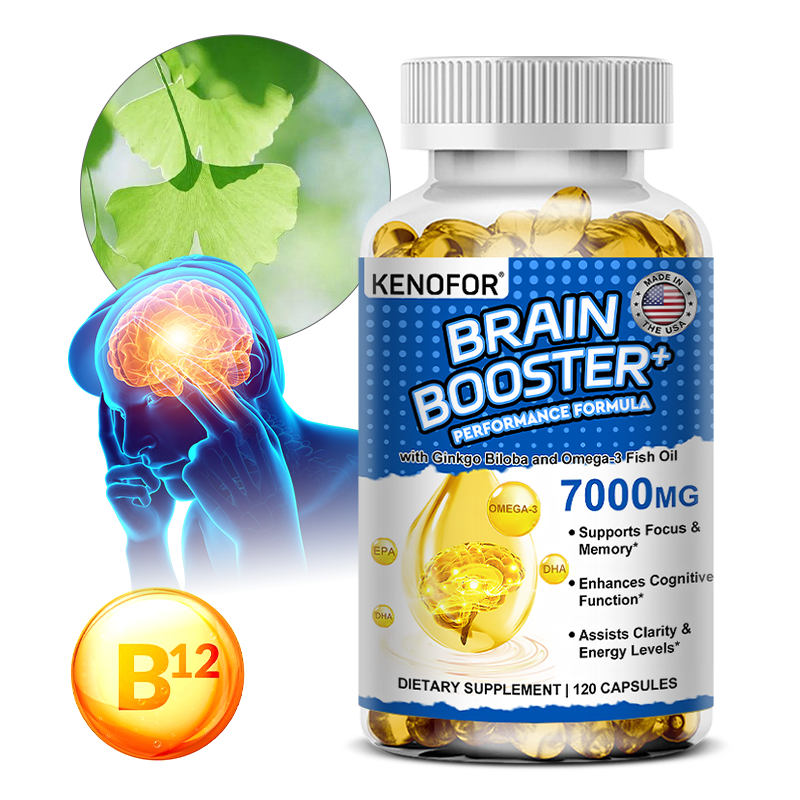 Daitea Ginkgo Omega-3 Fish Oil Supplement - Improves Focus and Memory and Improves Cognitive Function, Heart and Joint Health - Healthy brain activity