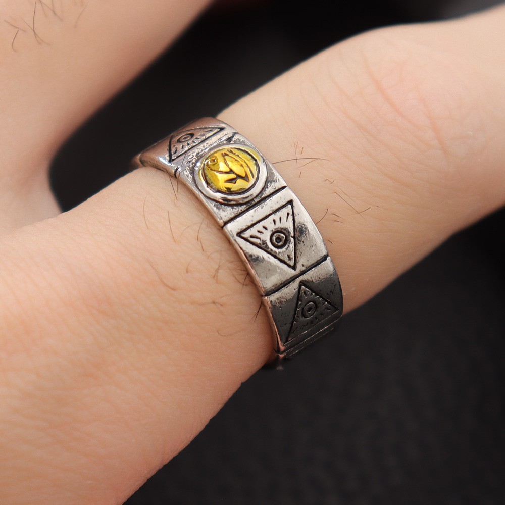 Fashion hip-hop split ring jewelry accessories stainless steel Egyptian eye of Horus triangle pattern