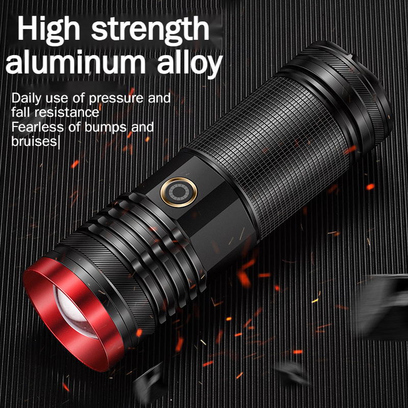 Upgraded Multi functional 20W White Laser Strong Light Zoom Flashlight Aluminum Alloy Battery Display Outdoor Portable Emergency TYPE-C Charging LED Searchlight