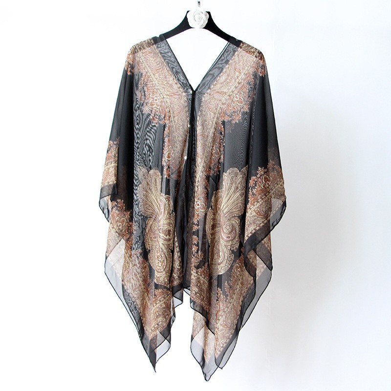 Cashew print sunscreen shawl, summer fashion, light luxury, new air-conditioned room chiffon scarf