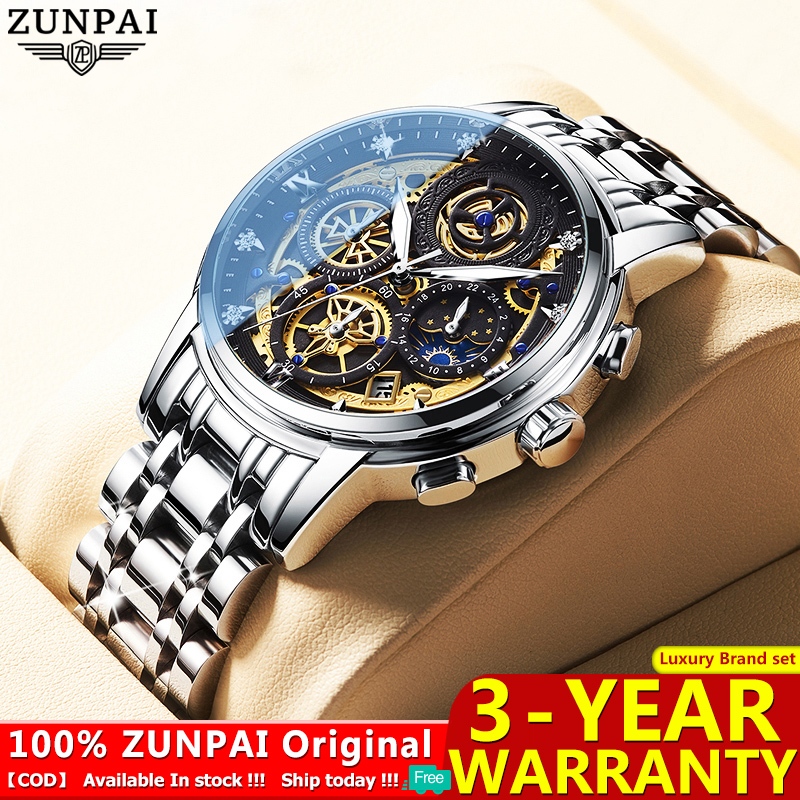 ZUNPAI Jam Tangan Lelaki Original Waterproof Stainless Steel Luxury Fashion Busines Men Wristwatch