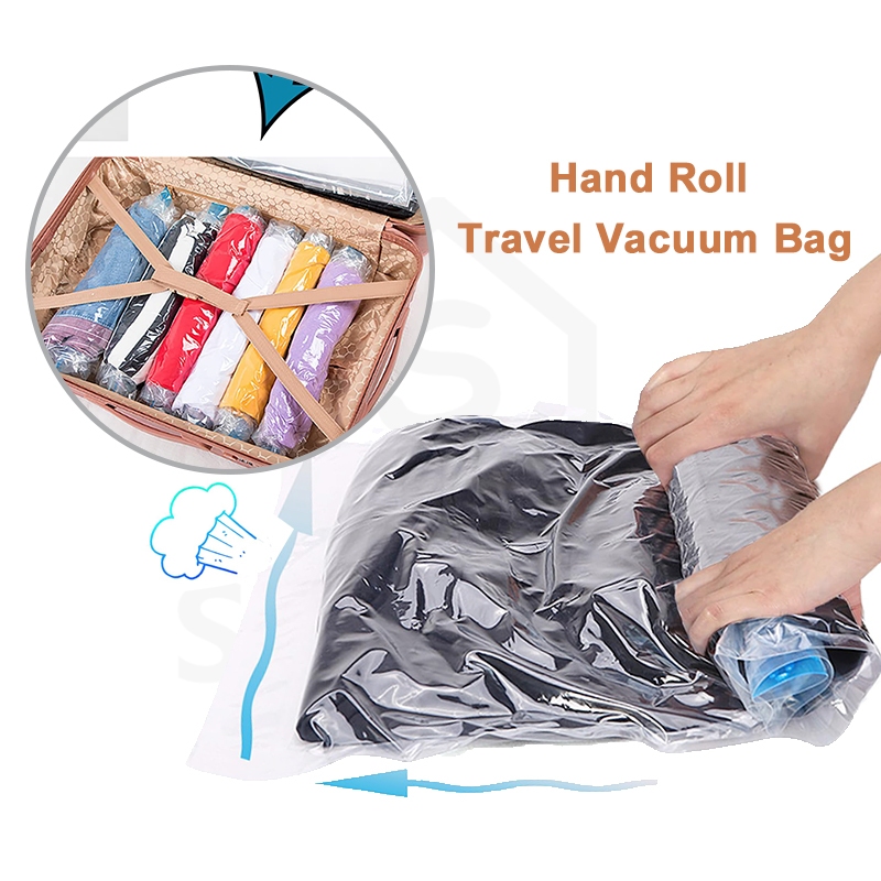 MY Stock Hand Roll Travel Compression Bags, Travel Essentials, Vacuum Storage Bags for Travel Accessorie, Home Packing Organizers