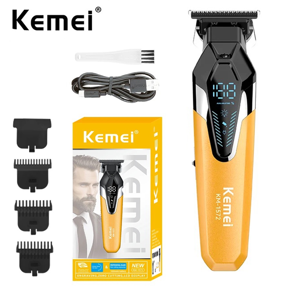 Kemei Hair Trimmers Electric Clippers Professional Rechargeable Haircut Machine Zero Gapped T-Blade Cordless Beard Trimmer