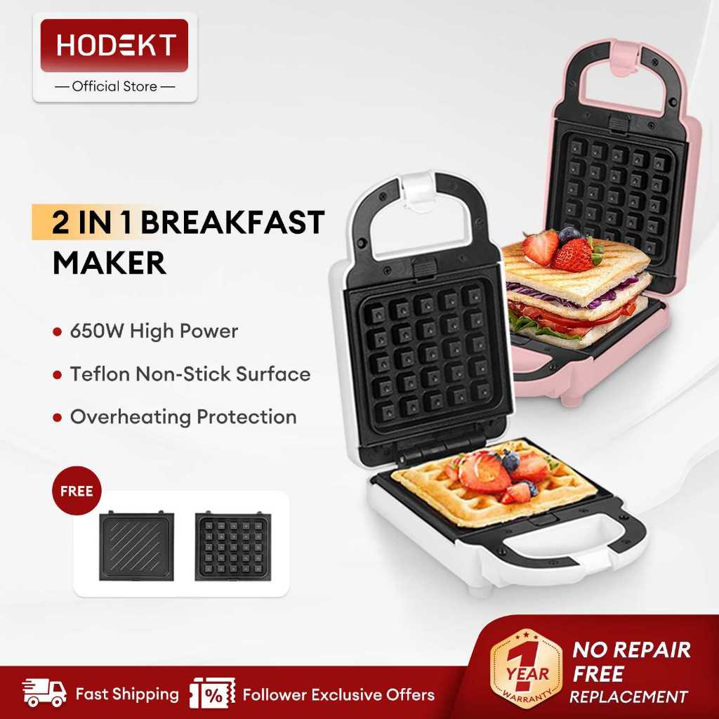 HODEKT Waffles Maker 2 In 1 Electric Breakfast Sandwich Machine Egg Cake Pan Eggette Machine Mini Waffle Pot