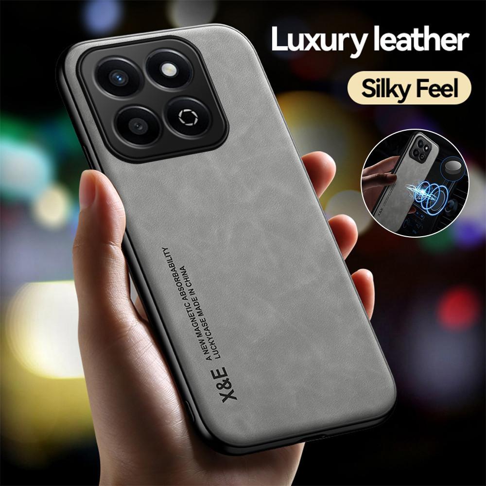 Plain PU Leather Magnetic Case For Honor 200 smart Phone Case Soft Silicon Frame Protection Back Cover Honor X7c 4G Honar honor Play 60 Plus X7c 200 smart