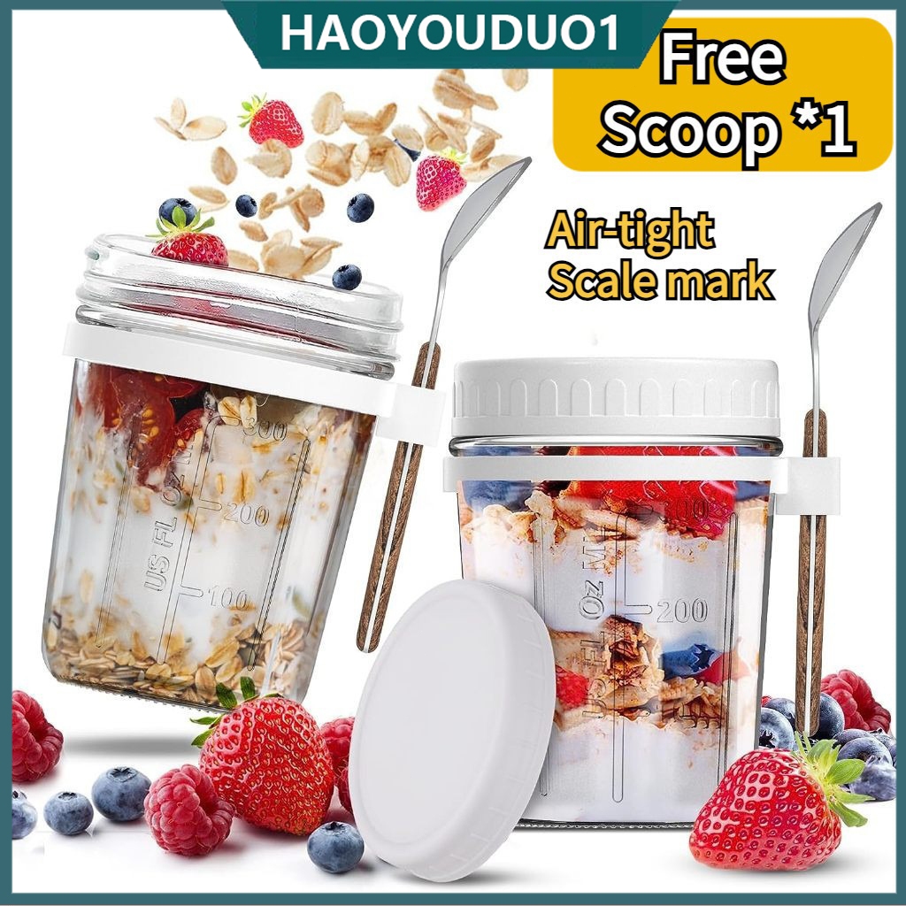 HYD Oatmeal Cup Overnight Oats Breakfast Cup Free Spoon Sealed Cup Yogurt Cereal Cup Gradient Cup portable salad cup