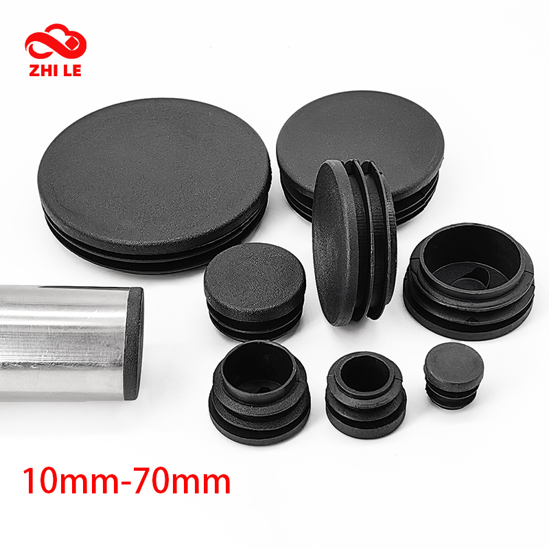 10mm-70mm Black Round PE Plastic Hollow cover square internal rubber cap furniture Table chair legs pipe hole Plug PVC Foot Pads protector external bracket Blanking end caps getah kaki katil kerusi meja empat segi penutup besi alas