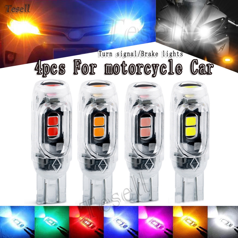 1pcs&4pcs Flash Car Motorcycle T10 Led Bulb Turn Signal Light W5W 194 Width Indicator with Lens Car Parking Daytime Running License Plate Dome Reading Lamp Auto Led Light 2835 5SMD