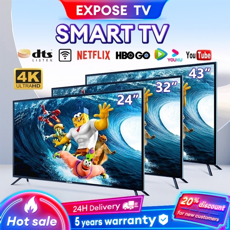 Smart TV 4K Ultra HD 32 43 inch LED Android 12.0 built-in TV Box Dolby Vision Audio 5Year Warranty