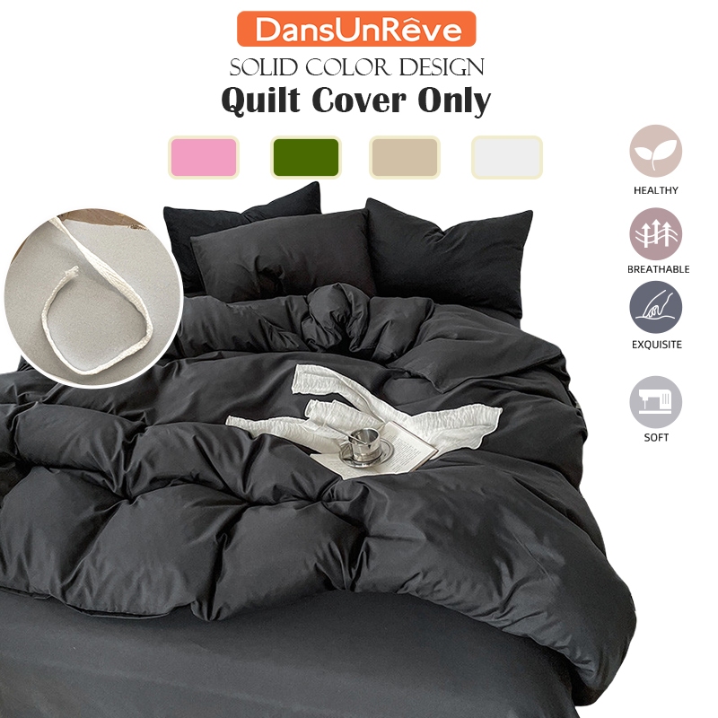 DASNSUNREVE 水洗棉被套 Sarung selimut warna pepejal premium Plain Duvet Cover Solid Color Hotel Quality Quilt Cover Only Simple Soft Skin-friendly Black/Pink/Blue Comforter Cover Minimalist AB Design Single Queen King