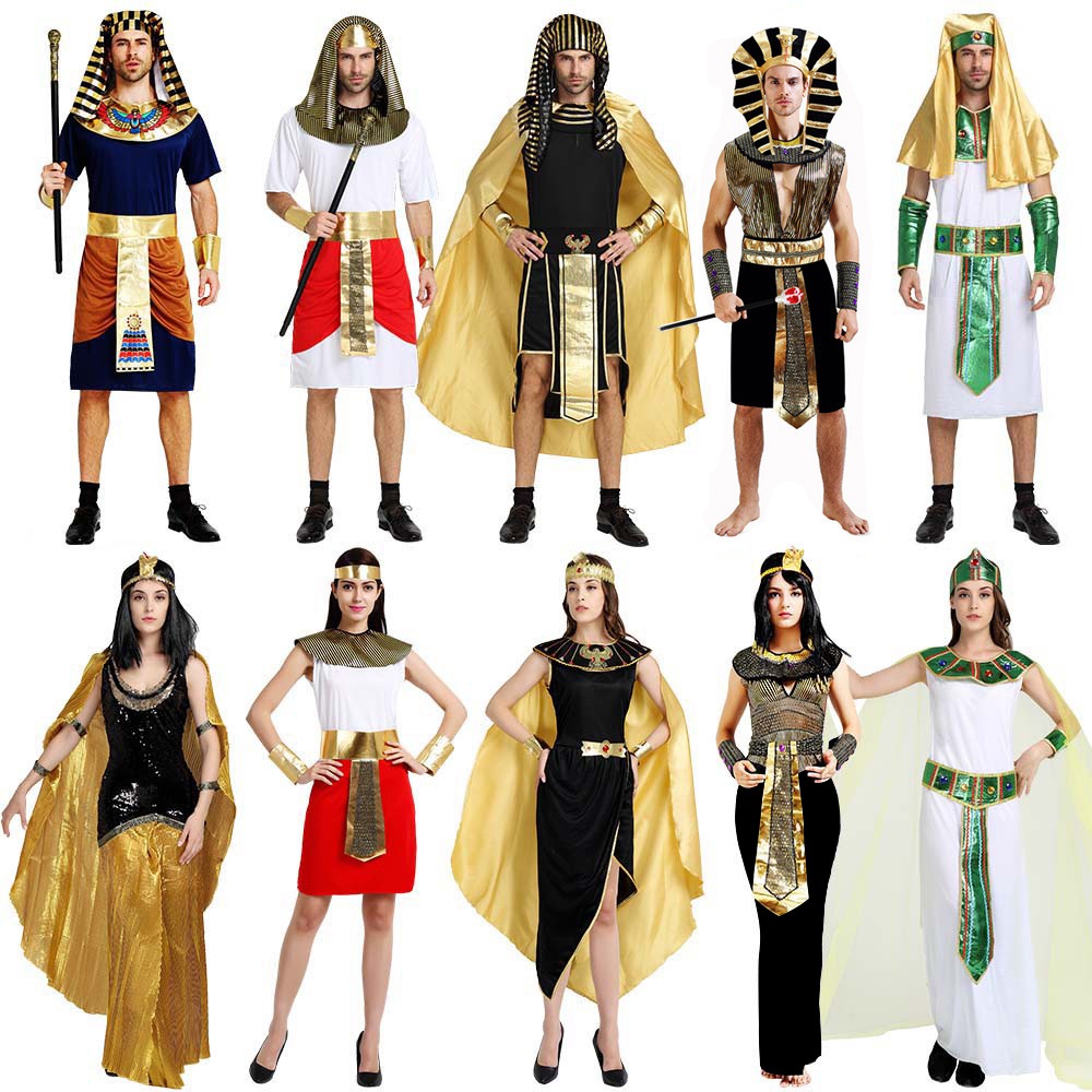 Costume Women Men Ancient Egyptian Clothes Adult Halloween Party Cosplay Egypt Queen Cleopatra Pharaoh Tutankhamun