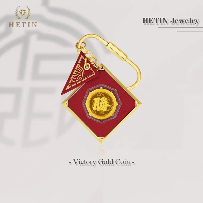 【HETIN】Victory Pure Gold Coin（0.2g）999 Investment Gold Bar Emas Ornaments 24K Gold Leather&hellip;