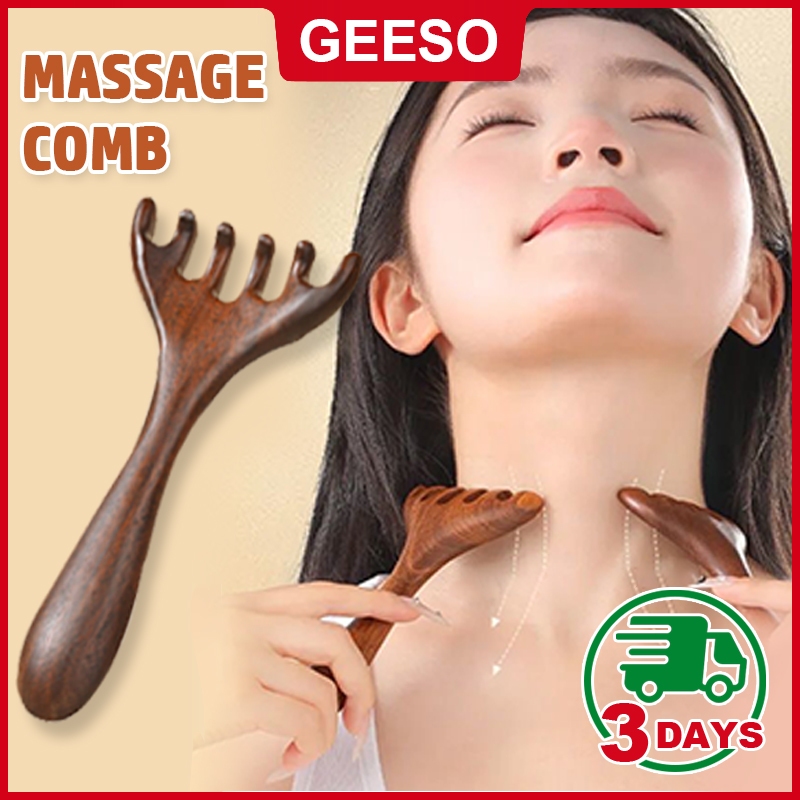 GEESO Hair Wooden Comb Body Meridian Massage Scalp Comb Massage Comb Gua Sha Comb Wide Tooth Anti-Static 按摩梳