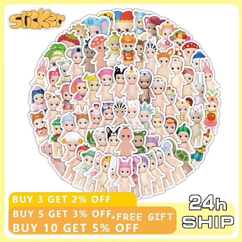 100pcs Sonny Angel Christmas Warm Healing Doll Graffiti Sticker Car Trunk Water Cup Kawaii Sticker