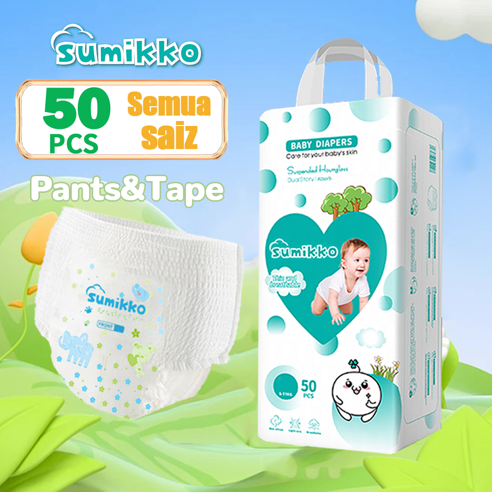 Sumikko Baby Diapers pants 50pcs Premium Diapers from S Size to XXXL Size Pull-up Pants Leak-proof Baby Diapers