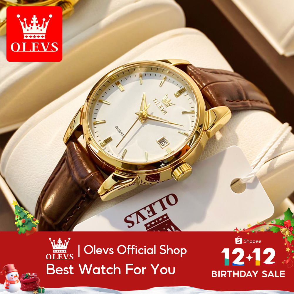 OLEVS Jam Tangan Perempuan Original 100% Quartz Women Watch Waterproof Leather Luminous Casual Watch 6898