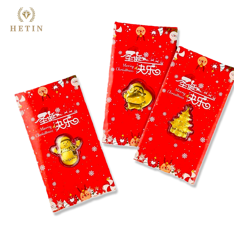 【HETIN】Christmas Series Pure Gold 999（0.2g）Fine Gold Bar Christmas Eve Red envelope Emas&hellip;