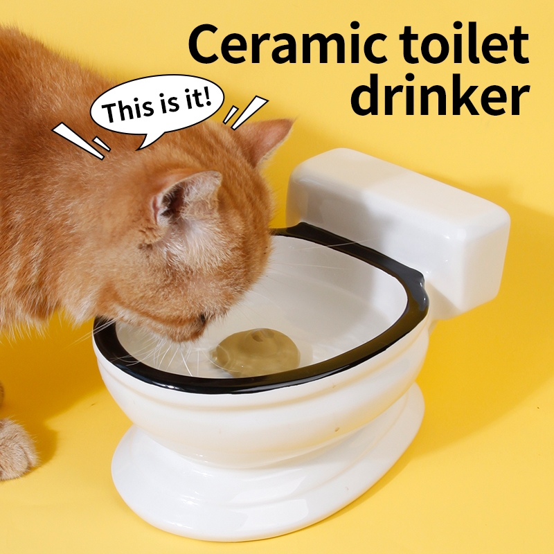 Cat Water Dispenser Ceramic Bowl Toilet Extra Large Cat Bowl Dog Drinking Water Pet Supplies