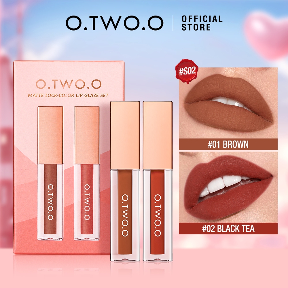 O.TWO.O 2pcs Lipstick Makeup Mini Set Lipmatte 3 Colors