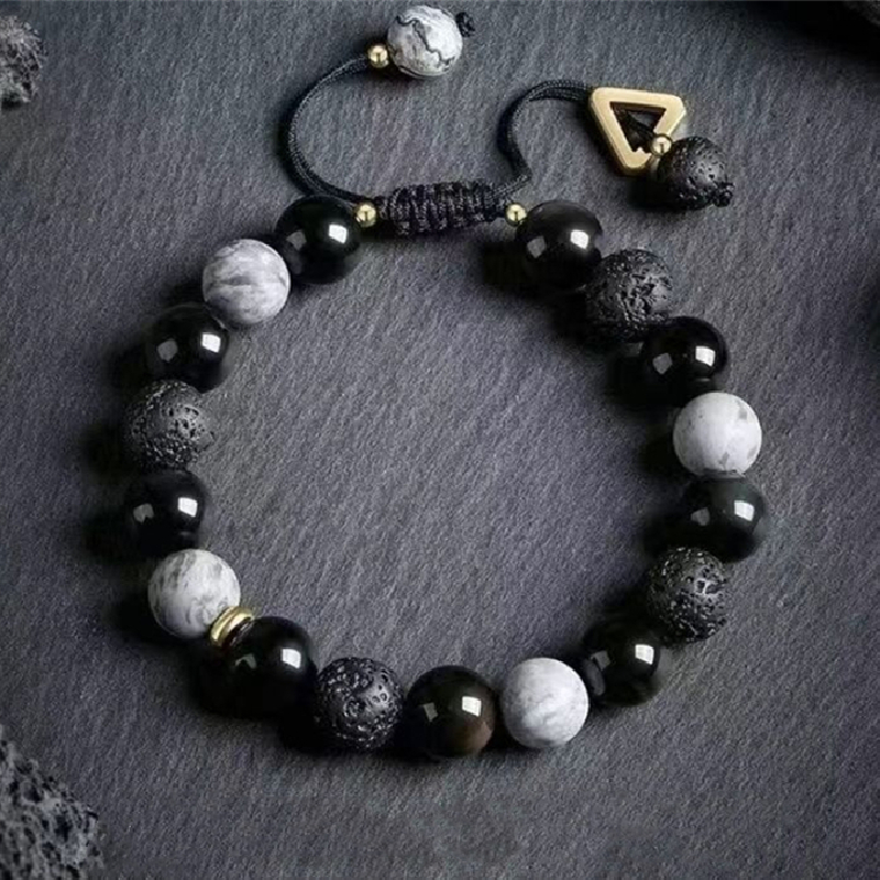 ✨ Geometric Planet-Inspired Volcanic Stone Adjustable Bracelet – Handcrafted Vintage Statement Jewelry, Perfect Holiday Gift for Women