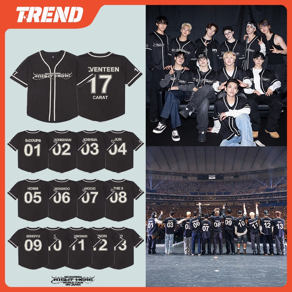 KPOP SEVENTEEN RIGHT HERE Uniform Jersey T-shirt Men's and Women's S.COUPS WONWOO DK THE8 Printed V-neck Short Sleeved Top Plus Size Vintage Fashion Street Casual Shirt Tee