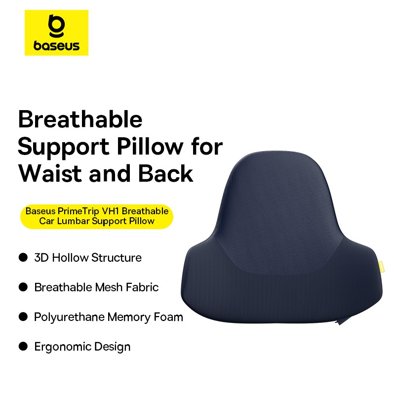 Baseus PrimeTrip VH1 Breathable Car Lumbar Support Pillow 3D Hollow Structure Ergonomic Design
