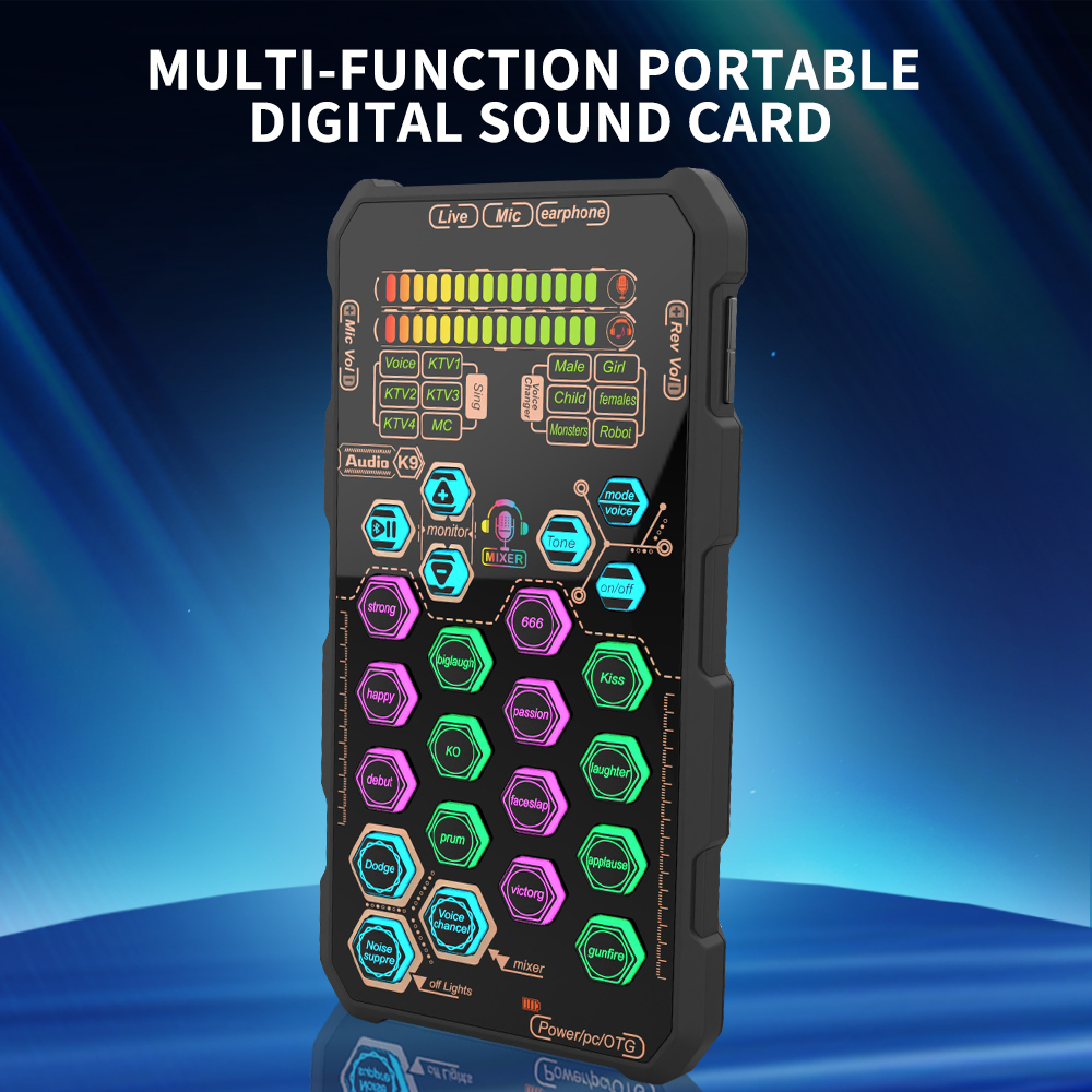 Hosabely SK9 Portable Sound Card for Live Streaming/Recording/Gaming