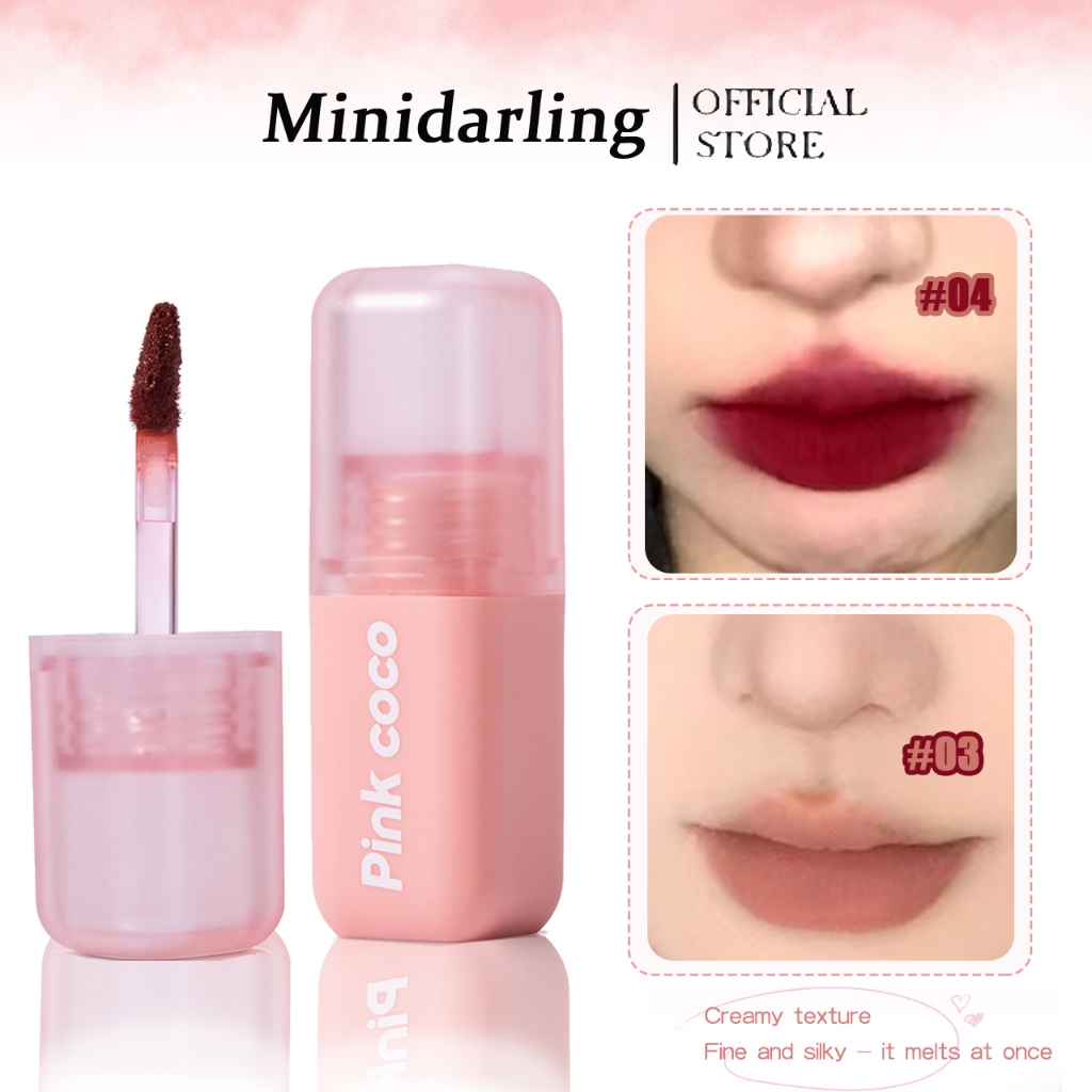 Pinkcoco 韩妹女高唇泥 哑光雾面素颜显白Velvet Mist Matte Liquid Lipstick Lightweight Lip Mud Tint Smooth Waterproof