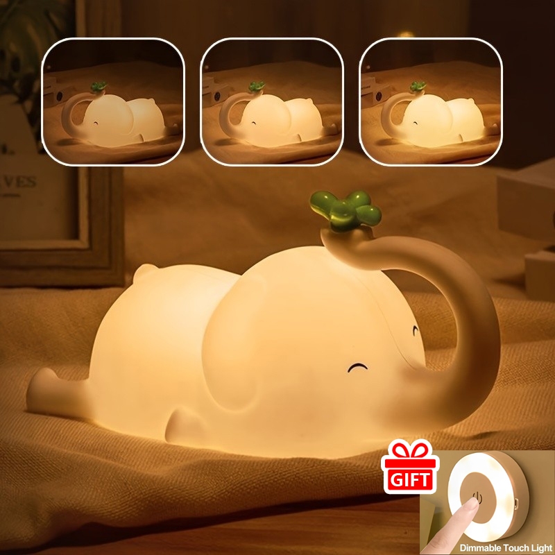USB Rechargeable Elephant-shaped Night Light, Silicone Pat Lamp For Sleeping, Portable Induction Design, Creative Bedside Stand