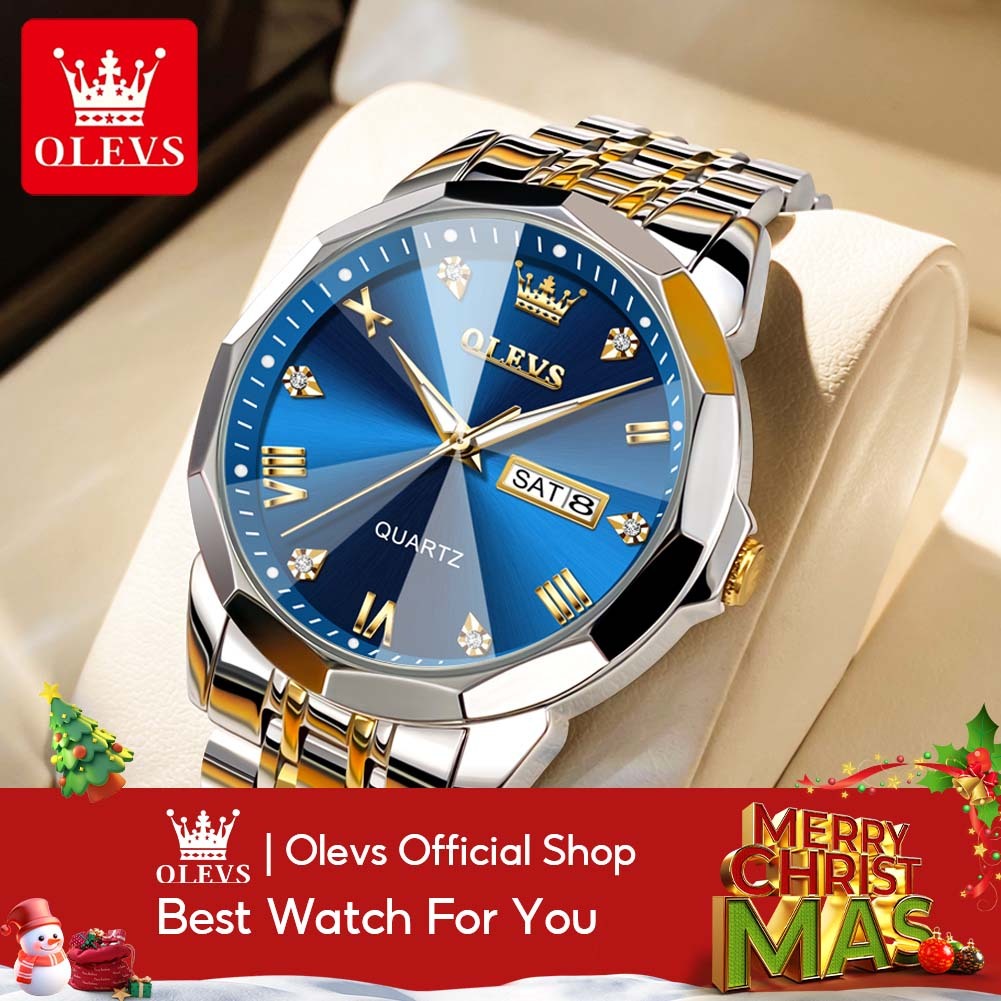 OLEVS Jam Tangan Lelaki Original Waterproof Luminous Men Watch Stainless Steel Casual Luxury Watch Christmas CNY Gift 9931