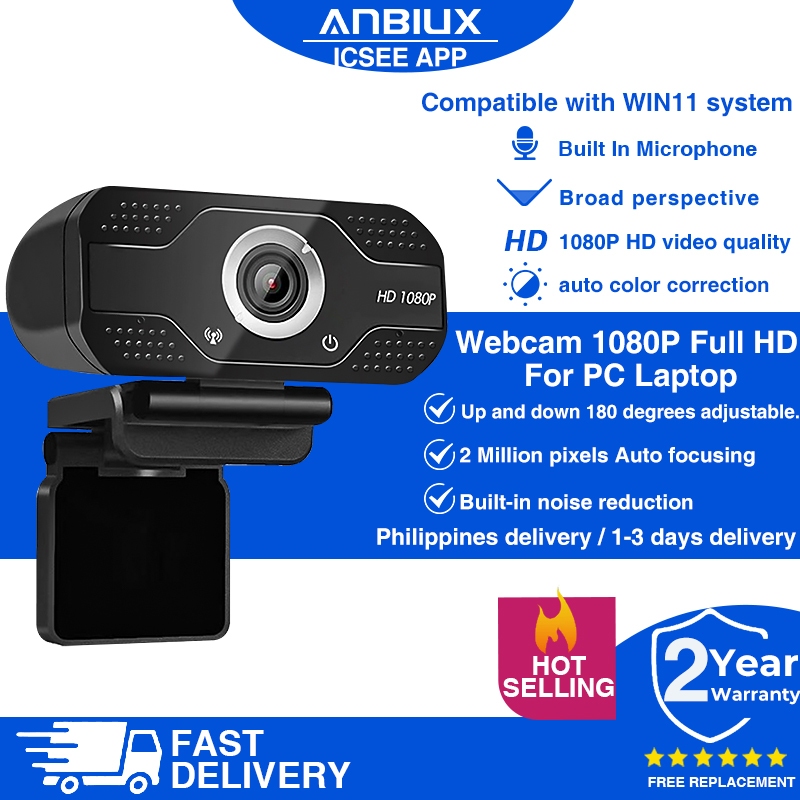 ANBIUX HD 1080p USB Camera 2mp Livestream Webcam For Desktop Laptop Pc With Microphone