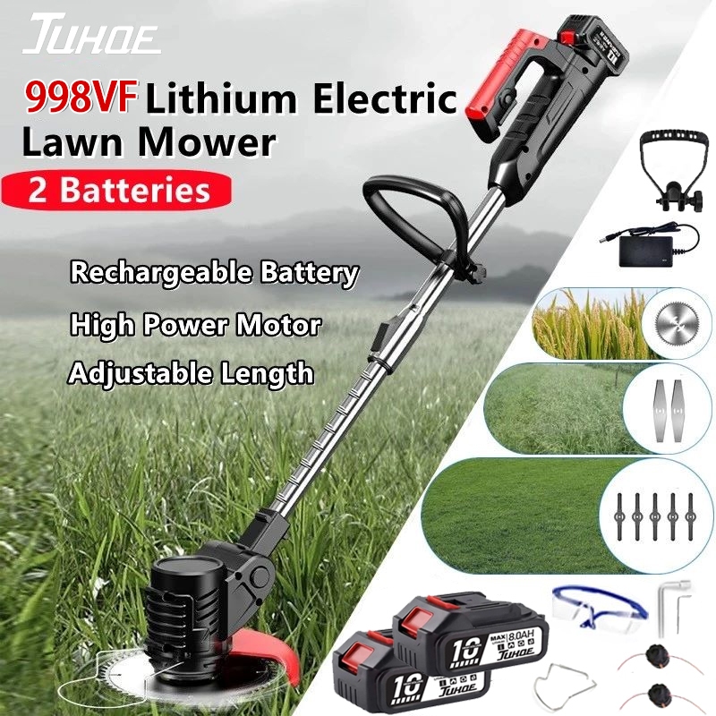 998VF Mesin Rumput Bateri Grass Cutter Cordless Electric Grass Trimmer Lawn Mower with