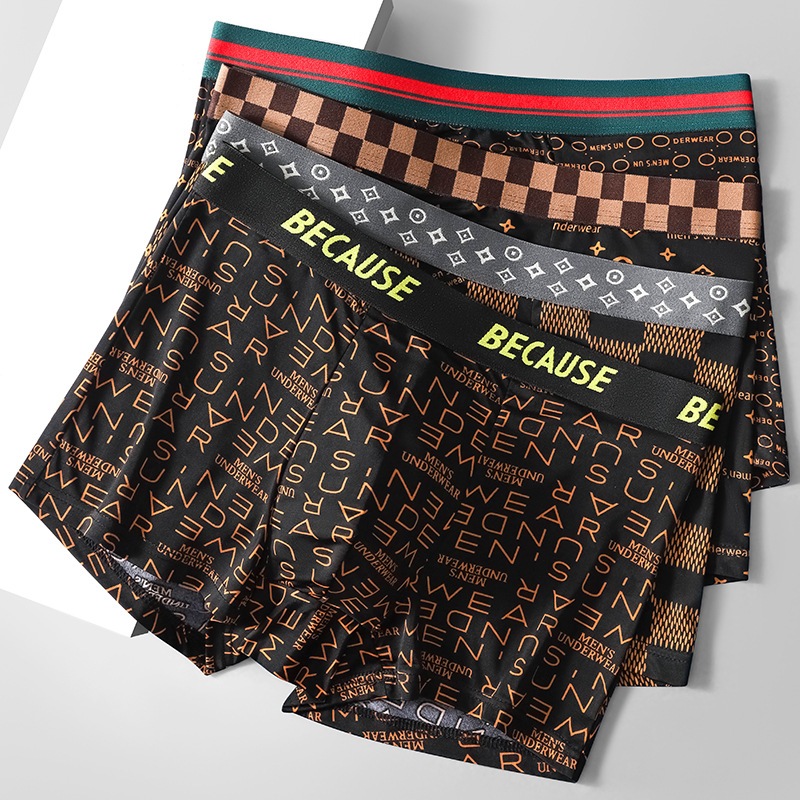 4PCS Breathable Boxers Underwear Fashion Loose Men Plus Size Underpants Shorts Comfortable Panties Man Boxershorts