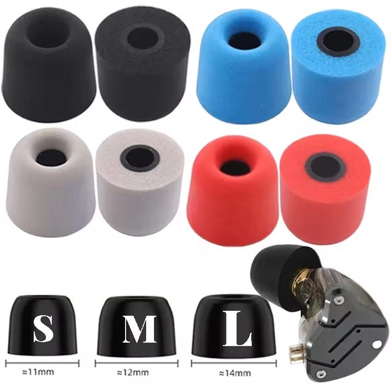 1Pair S/M/L Headphone Replacement Memory Foam Ear Tips - Wireless Earphone Ear Cap - Universal Headset Replaceable Earplugs - Black, Red, Blue, Gray Earphone Earbuds