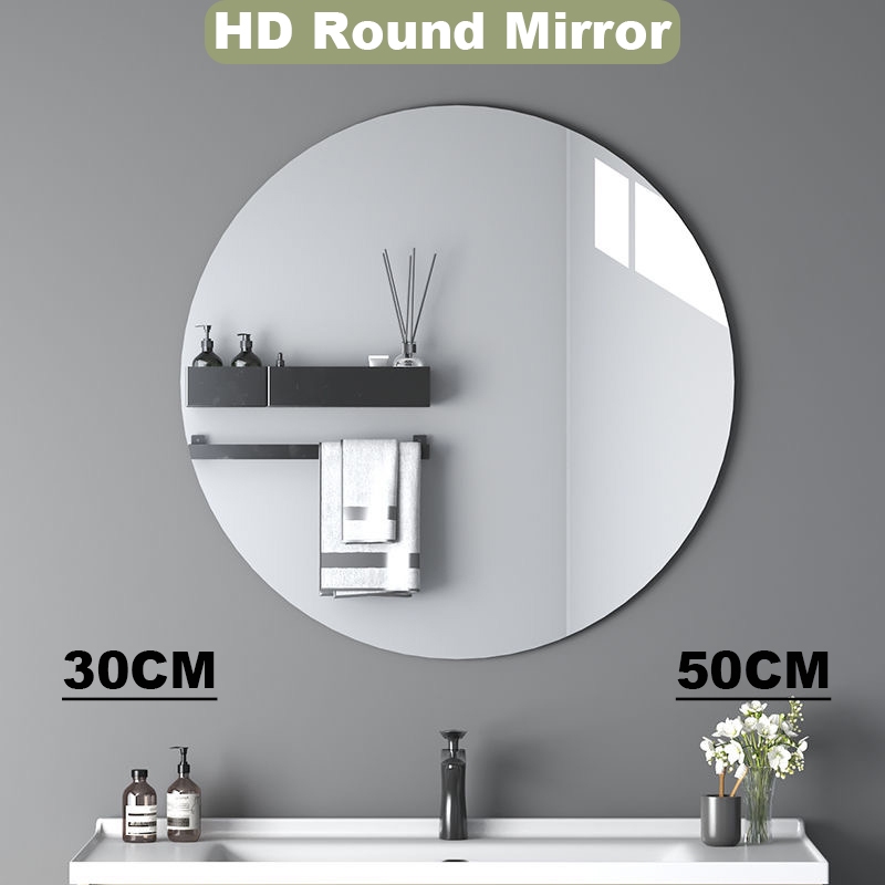 HD Acrylic Anti Fog Shower Mirror Bathroom Round Make Up Mirror Stickers Home Decoration