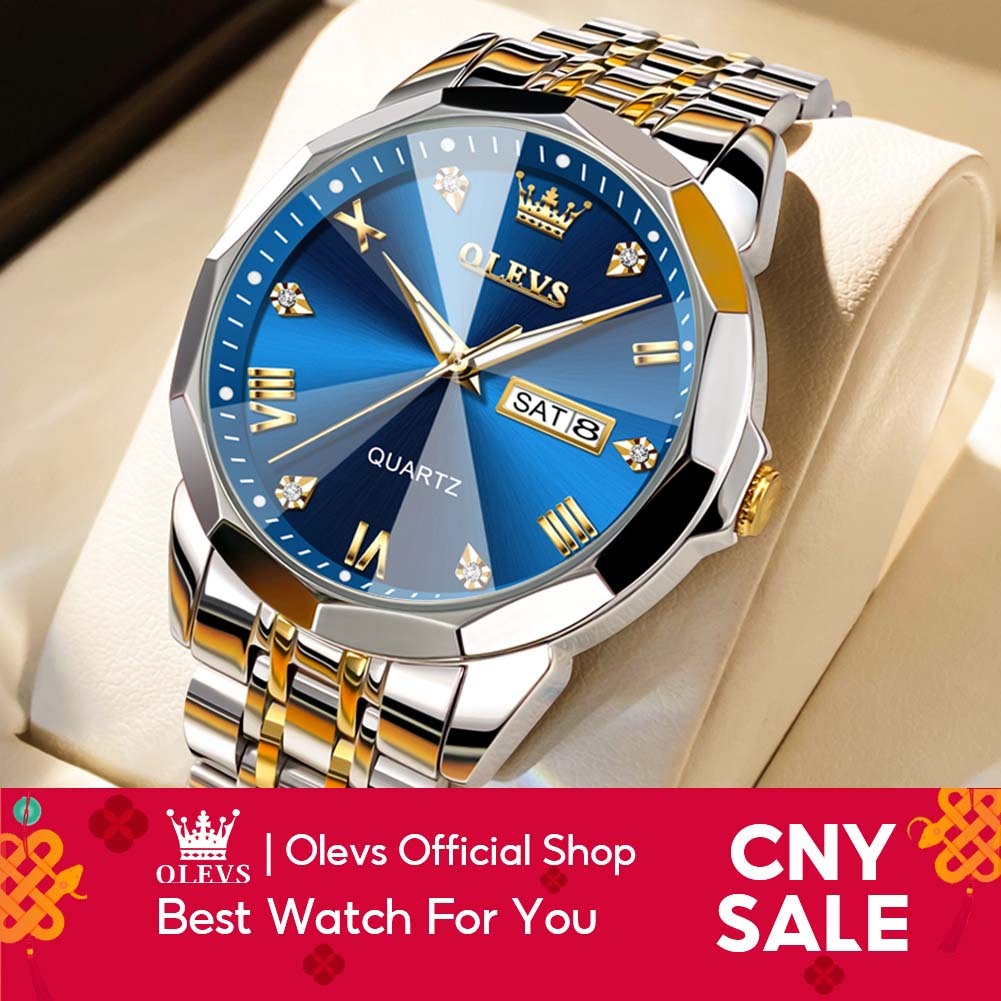 OLEVS Jam Tangan Lelaki Original Waterproof Luminous Stainless Steel Business Luxury Men Watch CNY New Year Gift 9931