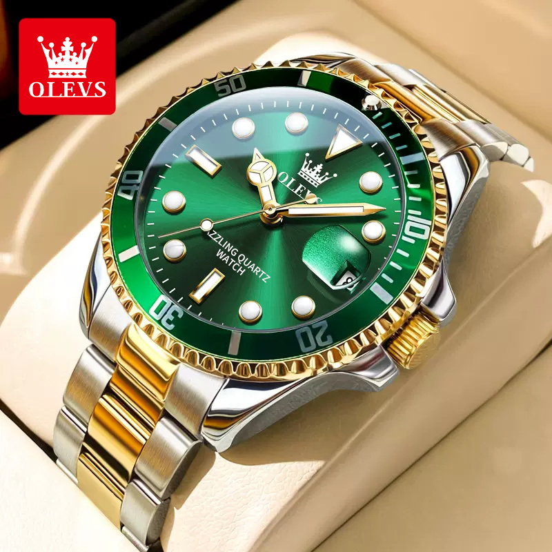 OLEVS Jam Tangan Lelaki Original Waterproof Stainless Steel Luminous Business Luxury Watch Man 5885