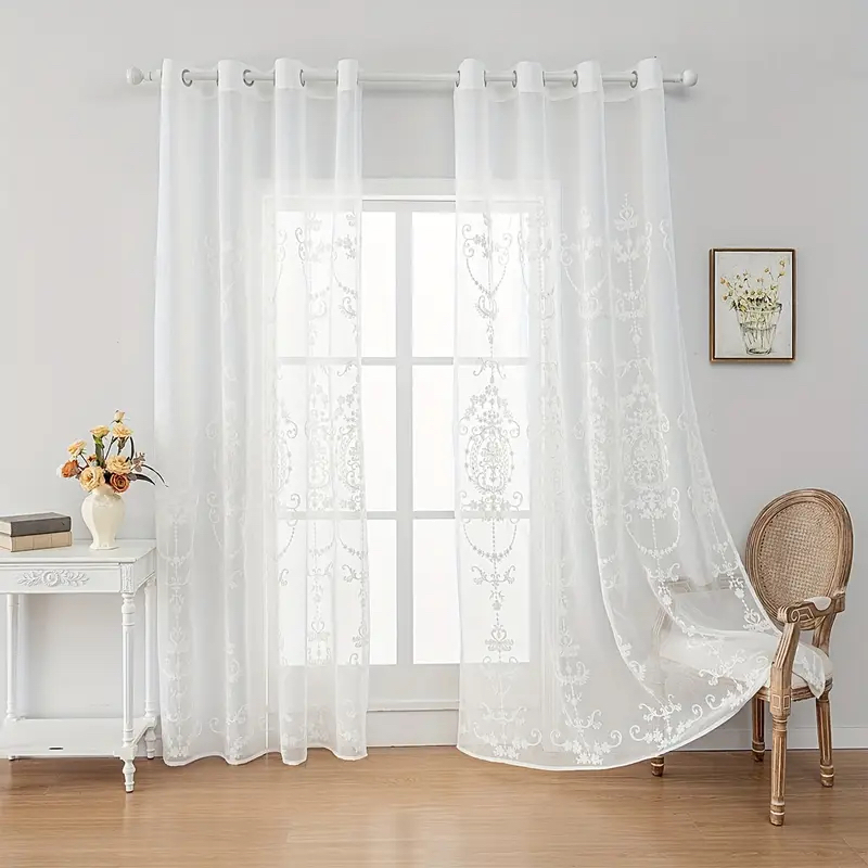 Sheer Day Curtain Langsir for Sliding Door Tulle  Curtain Langisr Voile Drapes Curtains for Living Room Bedroom Window Panel