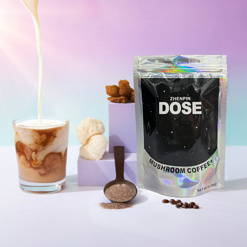 ZHENPIN Dose Produced Mushroom Coffee Using High-Quality Coffee Extract, Added Grass-Fed Collagen, White Birch, Lion Bristle Mushroom and L-Tea Amino Acid, Can Improve Concentration, Energy, Digestive Ability and Immunity, 30 Servings Mushroom Coffee