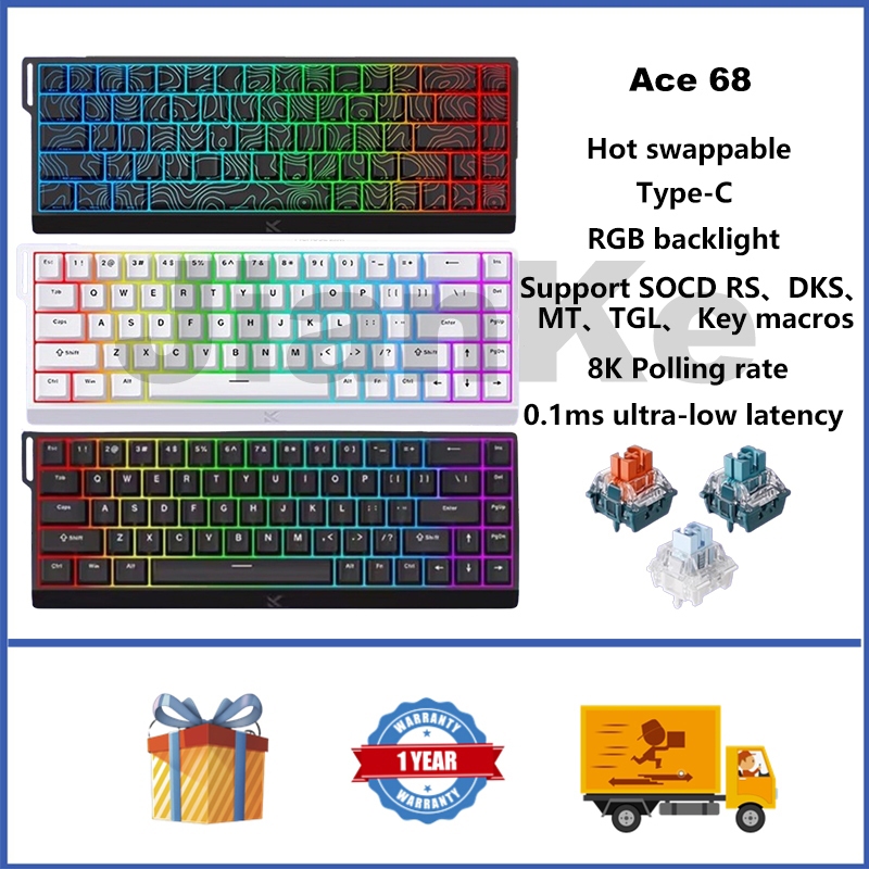 MCHOSE Ace 68 Magnetic Mechanical Keyboard 65% Hot swappable RGB 0.01ms Ultra Low Latency RT0.01-3.4mm Custom Gaming Keyboard