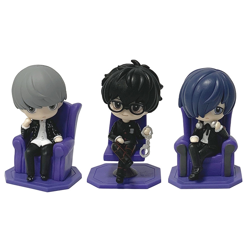 1Pcs 8cm Anime Persona Figure Narukami Yū Amamiya Ren Yūki Makoto Sit Sofa Royal Family Q Version PVC Action Figures Model Doll Toys