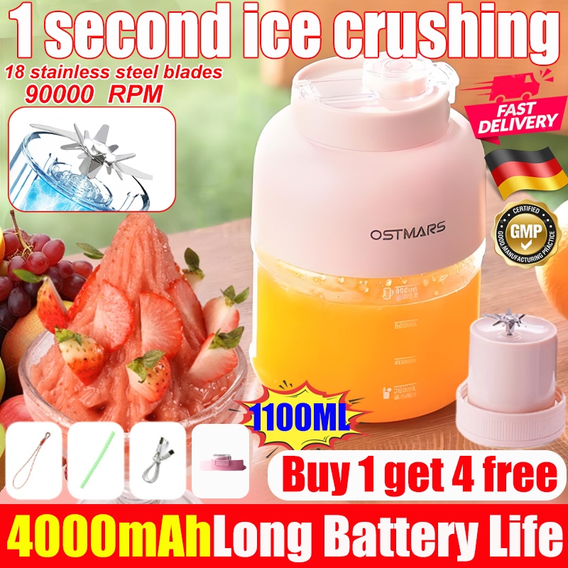 【Malay Spot】1 Second crush ice OSTMARS Juicer Cup 1100ML juice blender Buy 1 Get 4 Free Wireless Portable Charging fruit blender can blend ice cube juice maker 果汁机