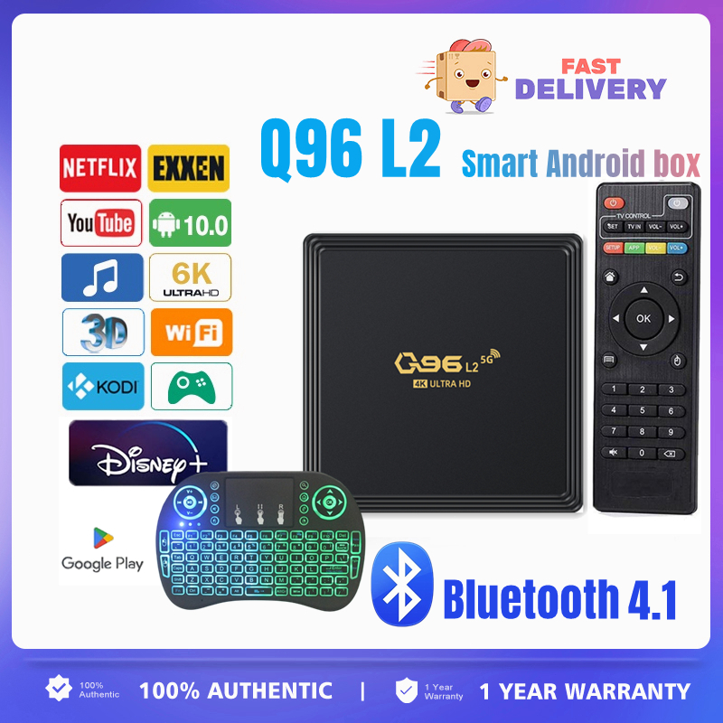 Smart TV Q96 L2 TV 6k 2.4/5g WIFI 16+256GB Android 10.0 Amlogic S905L2 chip I8 wireless keyboard
