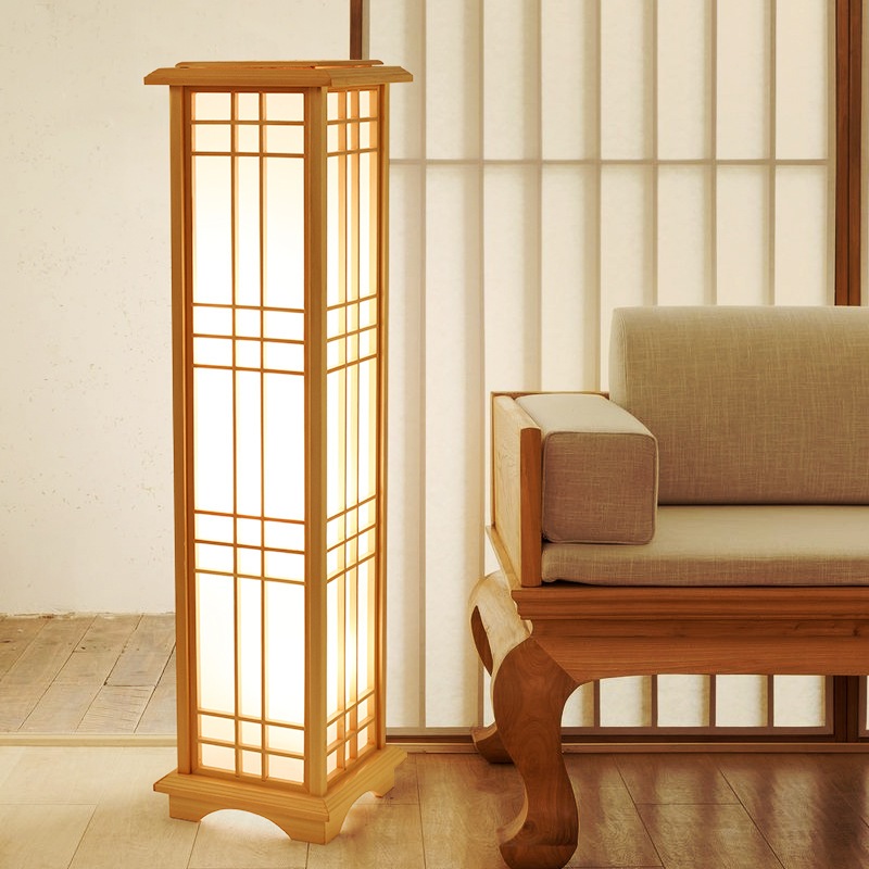 LAMPU HIASAN RUANG TAMU BERDIRI RUSTIC LANTERN JAPANESE FLOOR LAMP FOR LIVING ROOM DECOR, BAMBOO RATTAN STANDING LAMP SMALL TABLE LAMP AESTHETIC FOR INDOOR DECORATION