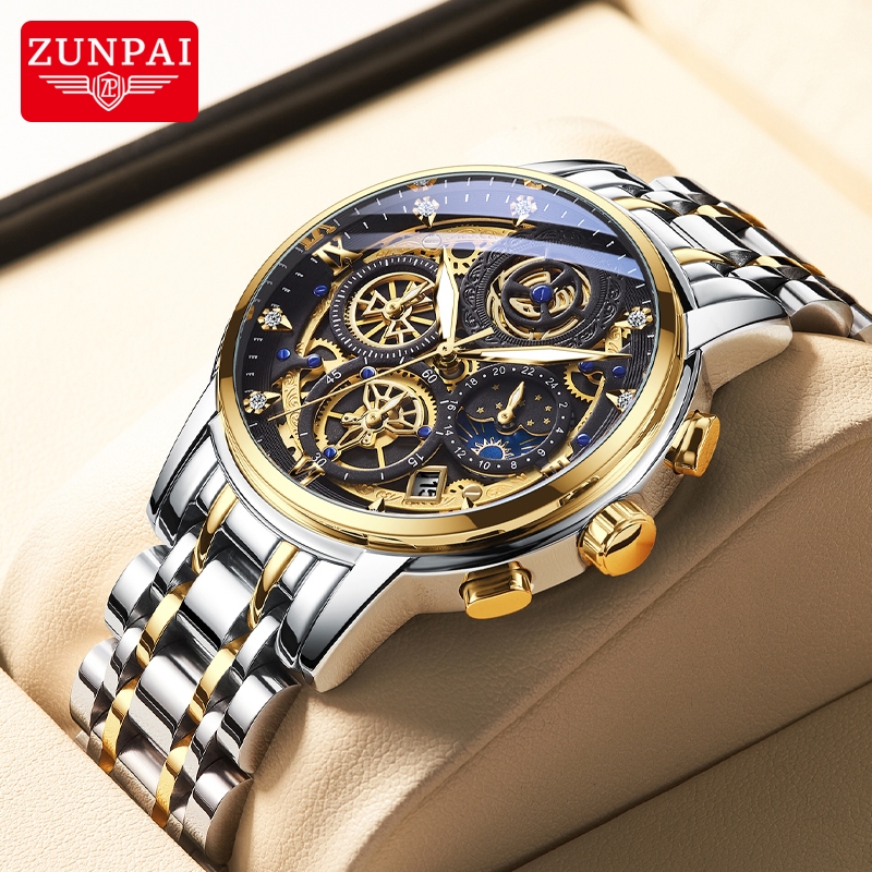 ZUNPAI Jam Tangan Lelaki Original Waterproof Stainless Steel Luxury Fashion Busines Men Wristwatch