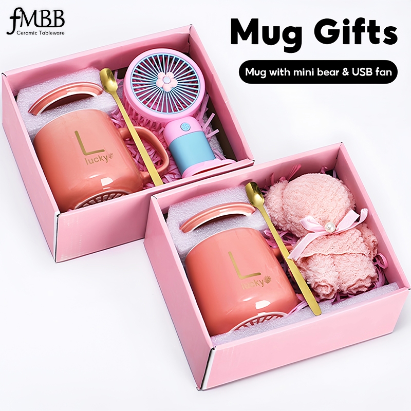 MBB Elegant Ceramic Mug with USB Fan + Luxury Gift Box - Perfect for Teachers and Friends - Local
